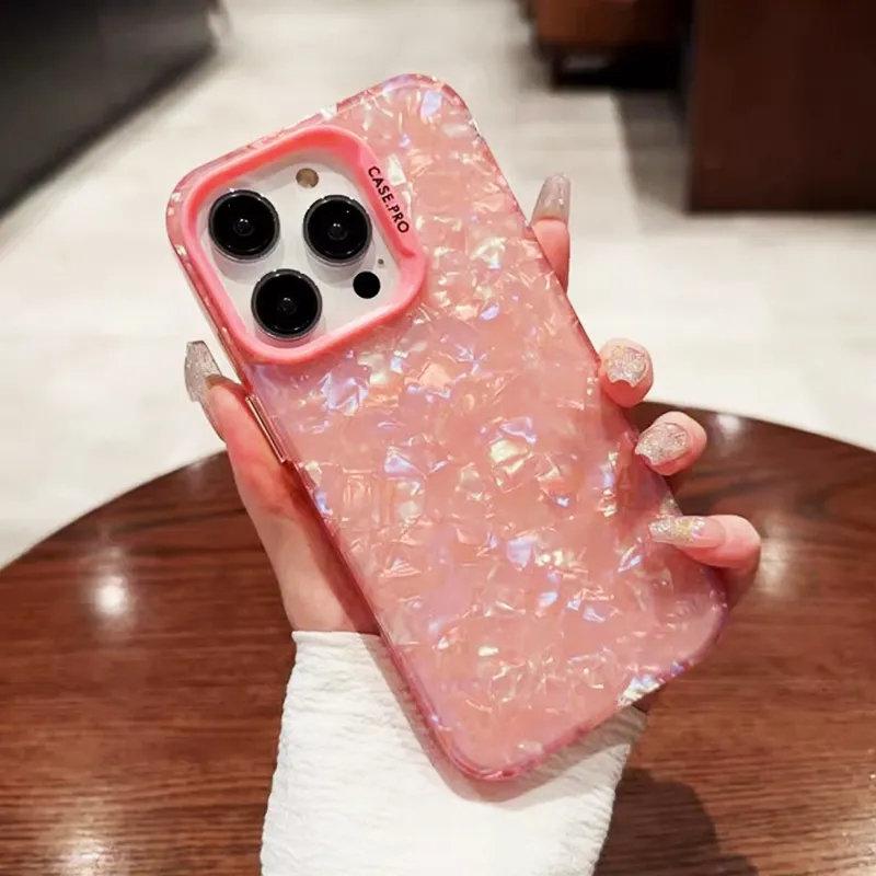 Luxury Bling Glitter Dream Conch Shell Marble Case For iPhone 13 14 11 12 Pro Max XS XR X Soft Bumper Hard Acrylic Back Cover