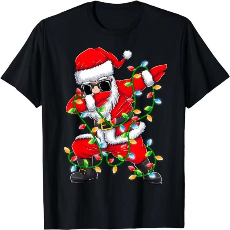 Spoof Christmas Tshirt for Women Round Neck Short Sleeved Hiphop Christmas Women Loose Fit Plus Size Comfortable Tshirt