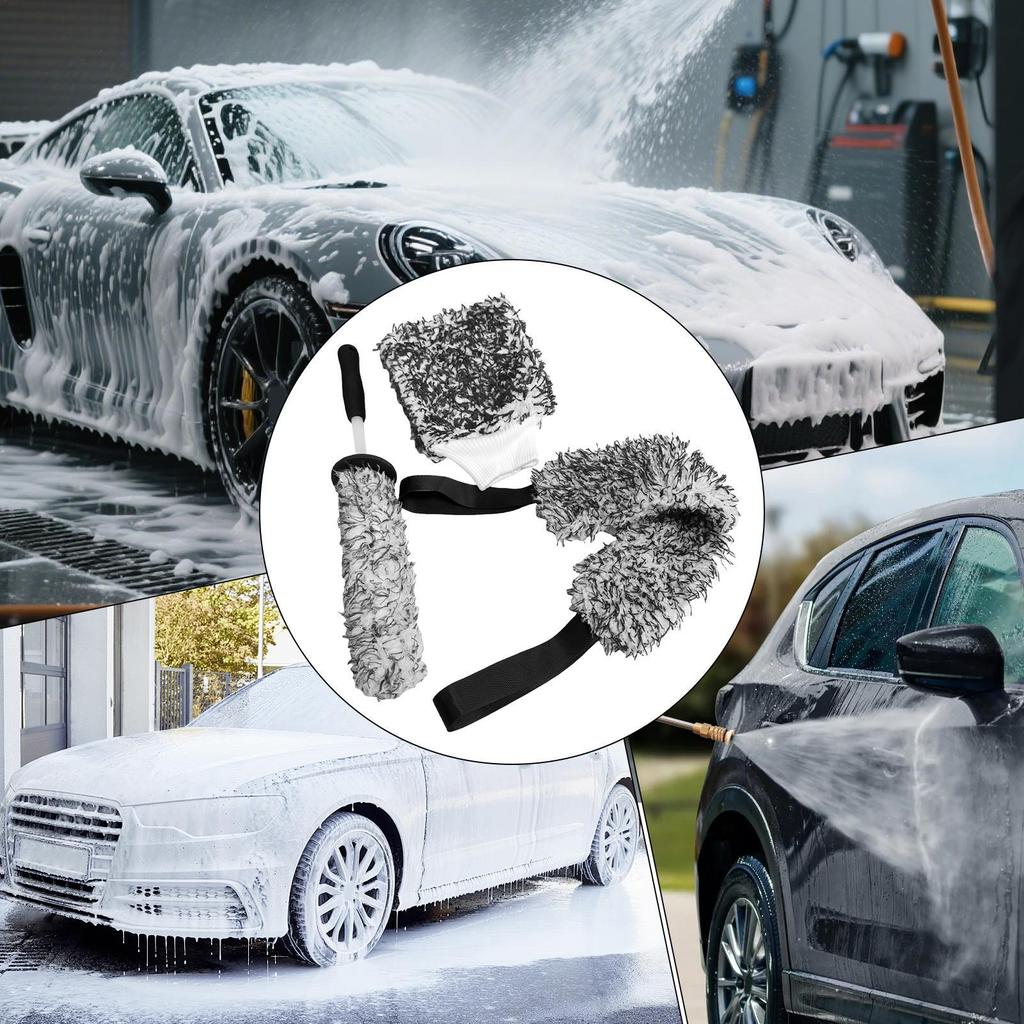 Wheel Cleaner Brush Tire Brushes For Cleaning Rims 3 Pieces Scratch-Free Auto Wash Accessories Detailing Kit For SUV RV