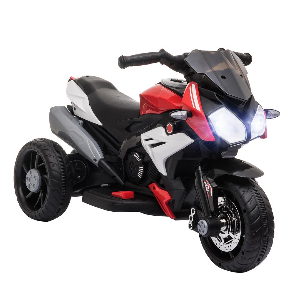 Kids 3-Wheel Electric Motorcycle Ride-On Toy, Red/Black, Ages 3-5