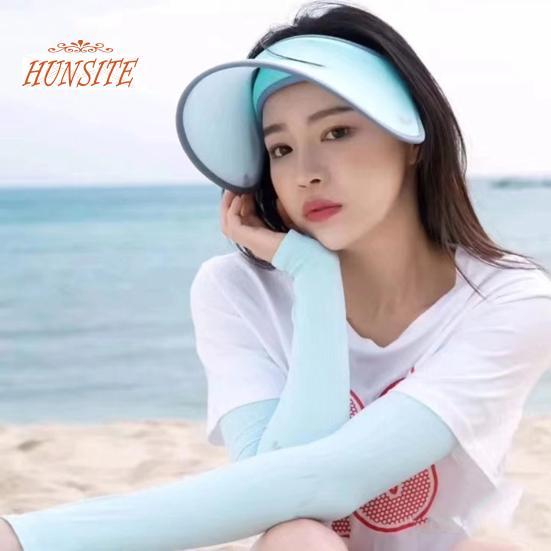 1 пара унисекс ледяных шелковых велосипедных рукавов с отверстием для большого пальца, сплошной цвет, защита от солнца, чехол для рук, бег, вождение, баскетбол, спортивные рукава