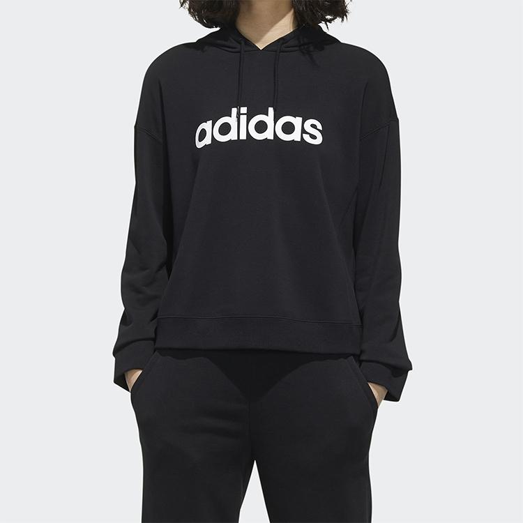 Adidas Женская толстовка с капюшоном Neo Faves Hd с логотипом, черный GD9893
