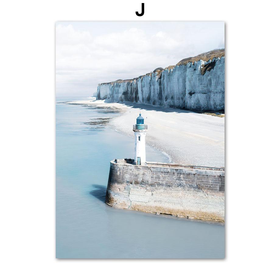 Береговая линия Пляжный стул Маяк Хвост кита Плакаты и принты Картина на холсте Скандинавское настенное искусство Картины Гостиная Домашний декор