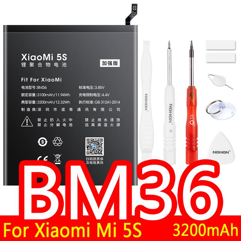 Replacement Battery NOHON For Xiaomi Mi 4C 5 5S 5X 6 MIX2 8 9 POCOPHONE F1 Note 2 Redmi 4A Pro Note 3 3S 4 4X 5