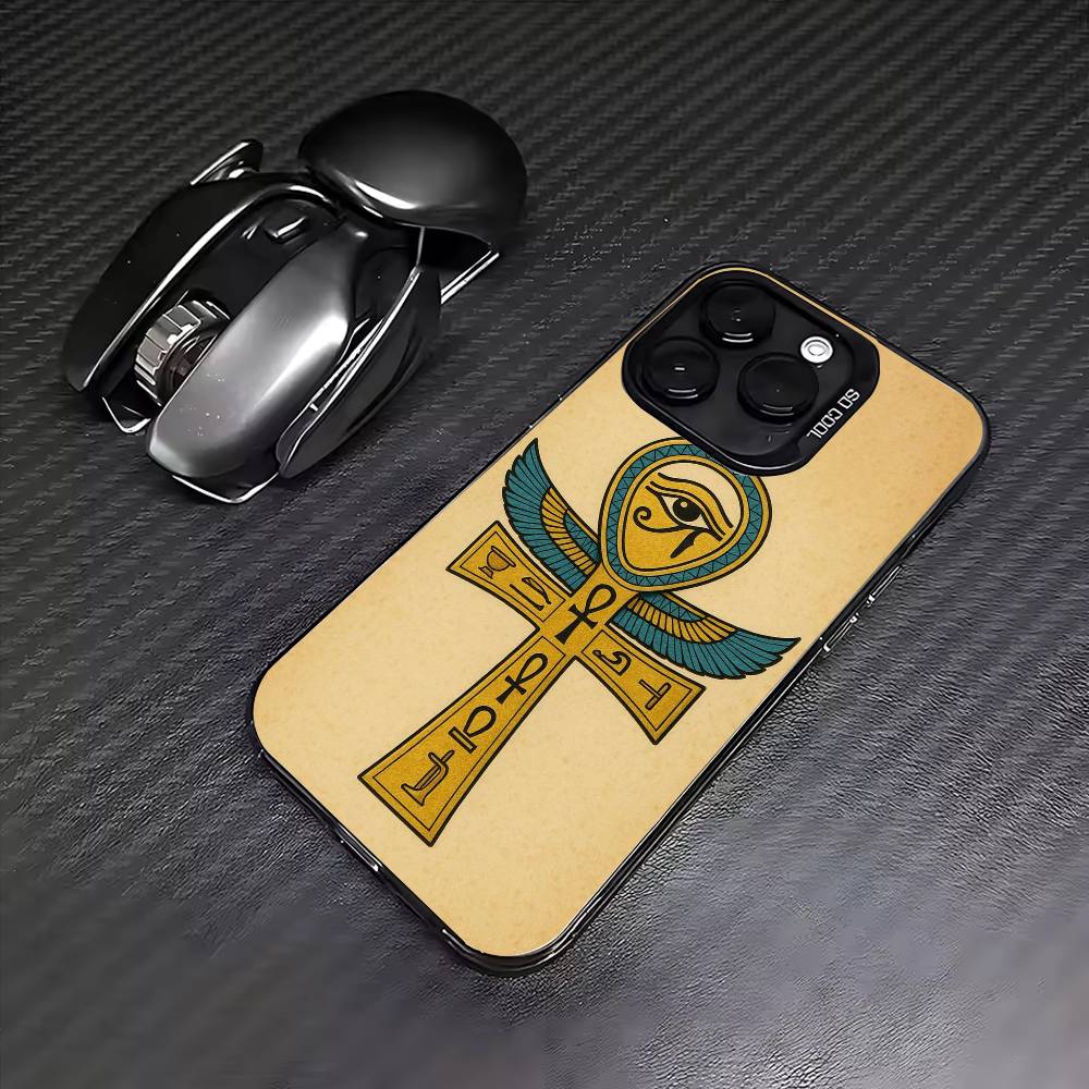 Египетский Глаз Гора Чехол Для Телефона Для iPhone17,16,15,14,13,12,11 Plus,Pro Max Цветной Посеребренный Внутренний Чехол