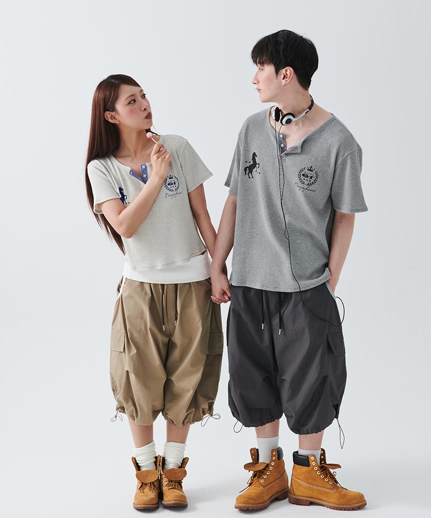 ESCAPEFROM [Escf X Hot Today] Utility Folding Bermuda String Cargo Pants Beige