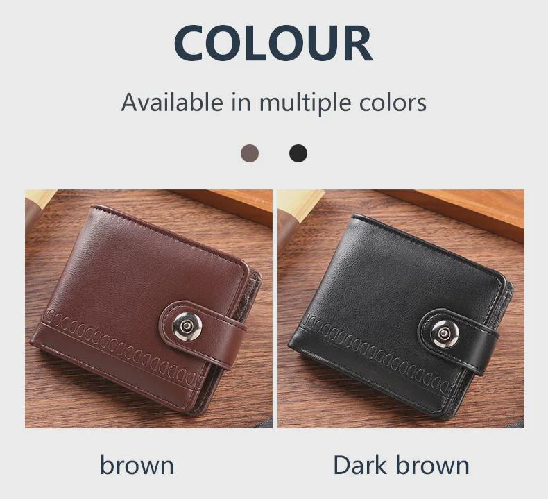 Мужской кошелек из искусственной кожи: Деловой стиль, отделения для нескольких карт, большая вместимость, многофункциональность, ретро-зажим для купюр.