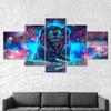 Abstract Lion Mystical Animal Glowing Cosmic Scenery 5 Piece Five Panel Wall Canvas Print Modern Art Poster Home Decor Gift For Him For Her