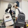 Color Block Student School Bag Men's Large Capacity Backpack Women Travel Couple Bag