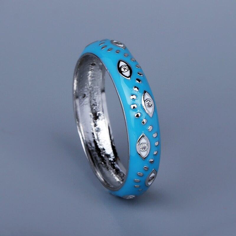 Exquisite Ring for Women's Fashion Color Enamel Plain Ring Ring Eye Shape Ring Party Jewelry Handmade Enamel Jewelry