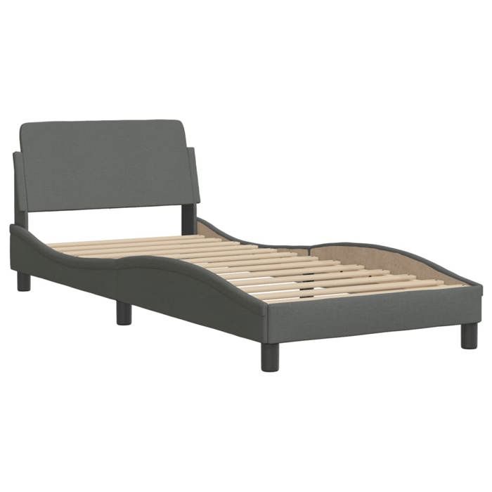 VidaXL Bed Frames with Headboard, Upholstered Bed with Slatted Base, Single Bed with Feet, Adult Bedroom Bed, Grey 373086