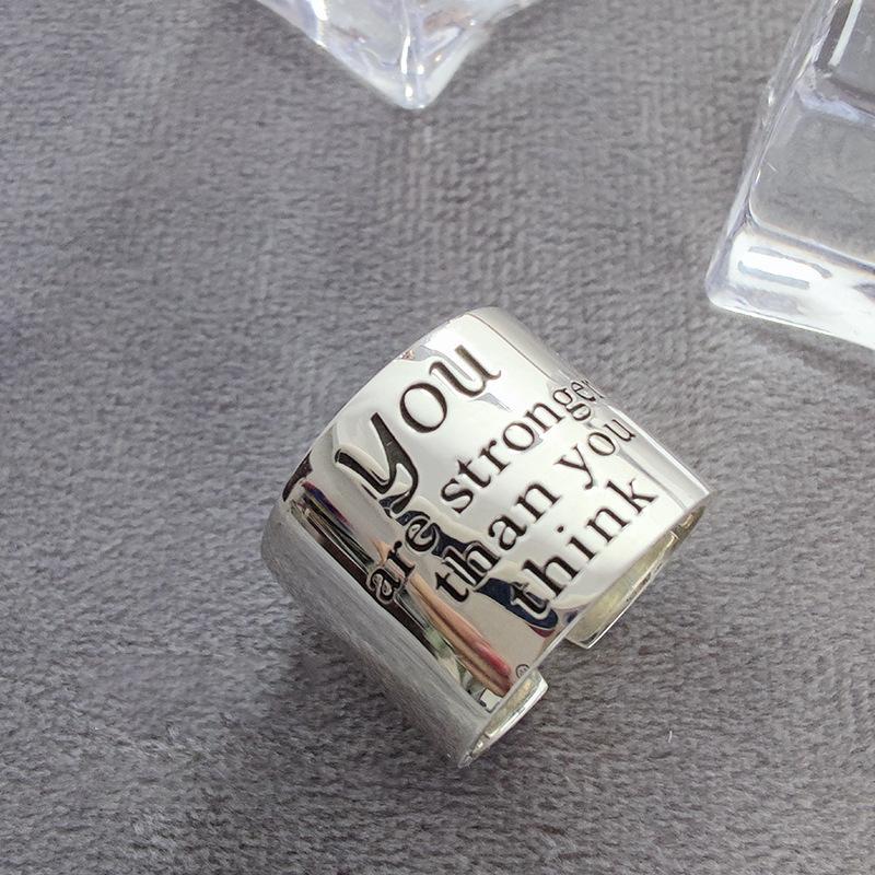 Retro Cheering Letters Adjustable Open Ring for Women Punk Gothic Edgy Jewelry Unisex Trendy Accessories Creative Family Gift