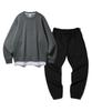 ALVINCLO [Set] Layered Oversized Fleece-Lined Sweatshirt And Plain Jogger Training Pants Set