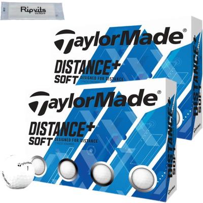 Мячи для гольфа TaylorMade Distance Plus Soft White, набор из 2 дюжин, 24 чистящих листа DISTANCE+SOFT Original