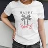 Женская футболка с коротким рукавом с шикарным принтом-бантом HAPPY PLACE Paris Дизайн для Весны и Лета