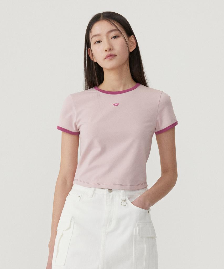 COVERNAT WOMAN Baby Fit Ringer T-Shirt Light Pink