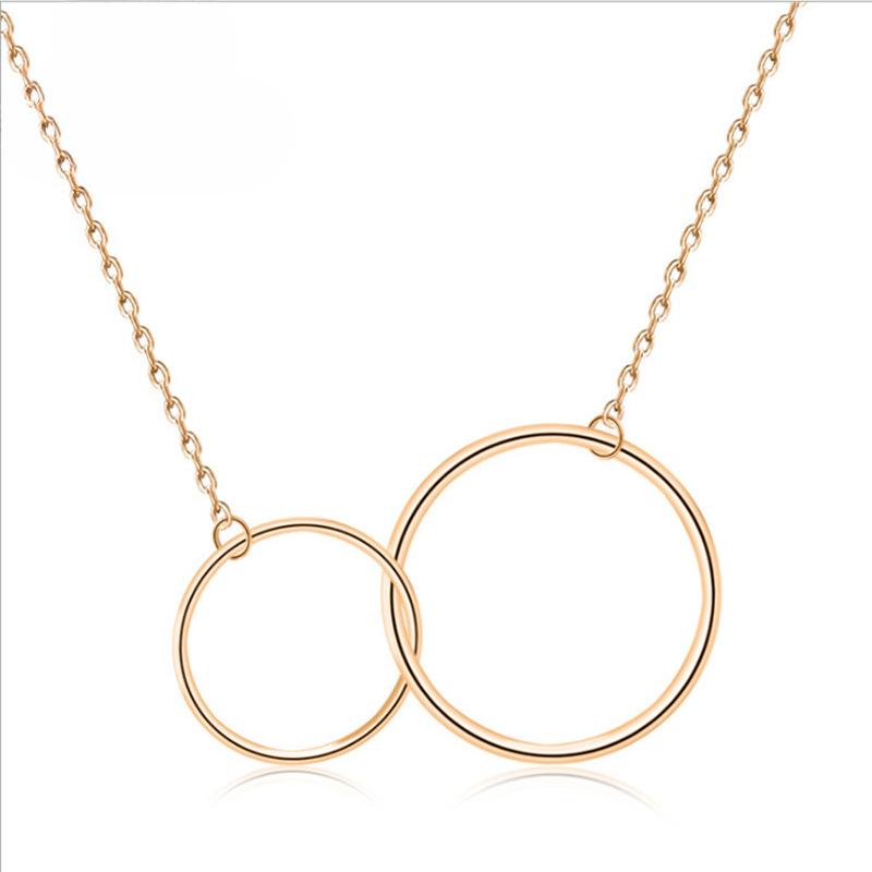 Double Circle Necklace S925 Sterling Silver Double Ring Circle Popular Necklace Accessories