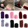 Solid Soft Warm Long Wool Fuzzy Steering Wheel Cover Handbrake Cover Gear Covers Car Accessory Sheep Fur Plush Protector Cover