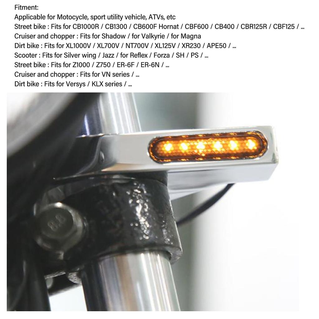 39-41MM Motorcycle ATV Front Fork Turning Signal Indicator Lights Amber Lighting Daytime Running Lamp for Honda Kawasaki Suzuki