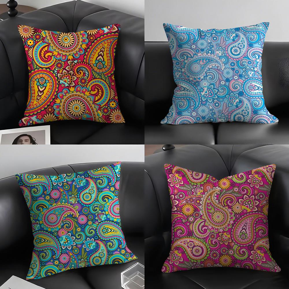 Painted Design PPaisleyS ART Cushion Cover Pillowcase Ultra Soft Skin Friendly Fabric Cloud Like Comfort Concealed Zipper