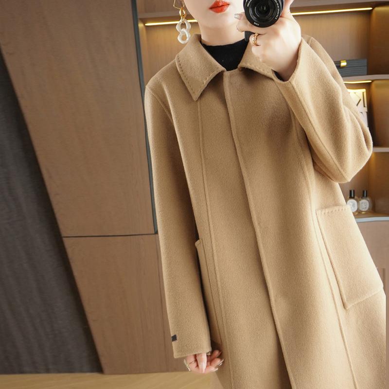 Женское пальто из 100% шерсти TIDENOVEL Осеннее шерстяное длинное пальто Ручной работы Пальто-бушлат Зимняя теплая шерстяная длинная куртка Пальто