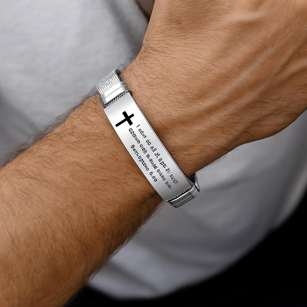 Silver Family Friendship Bracelet Adjustable Cross Braclets Bible Verse Bracelet for Men Women