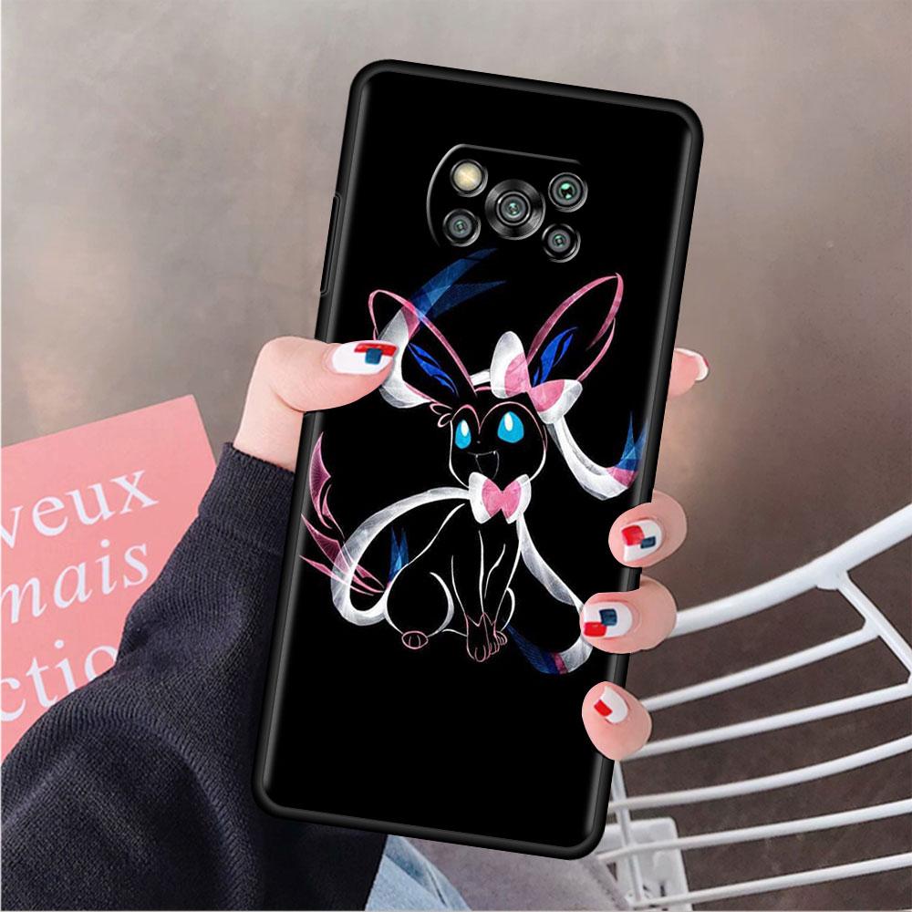 Чехол для телефона Xiaomi Mi Poco X3 NFC X4 M4 M3 Pro F1 F4 F3 GT C40 11T 11 Lite 5G Fundas Black Cover Pokemon Eevee Elves