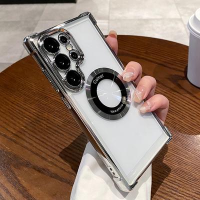 Покрытие прозрачный магнитный беспроводной зарядный чехол для Samsung S24 Ultra S23 S22 S21 S20 FE Note 20 10 противоударный бампер чехол