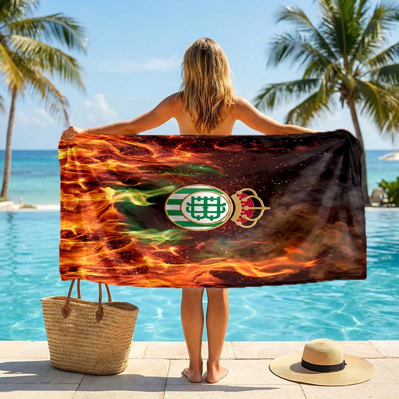 Real Betis Football Beach Towel Soft Microfiber Summer Towel Quick Dry Absorbent Towel for Beach Swimming Pool Travel