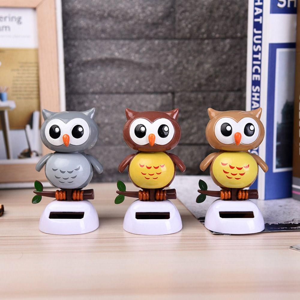 Office Solar Powered Animal Shaking Head Toy Car Ornament Decoration Owl Dancing Doll Swinging Toy
