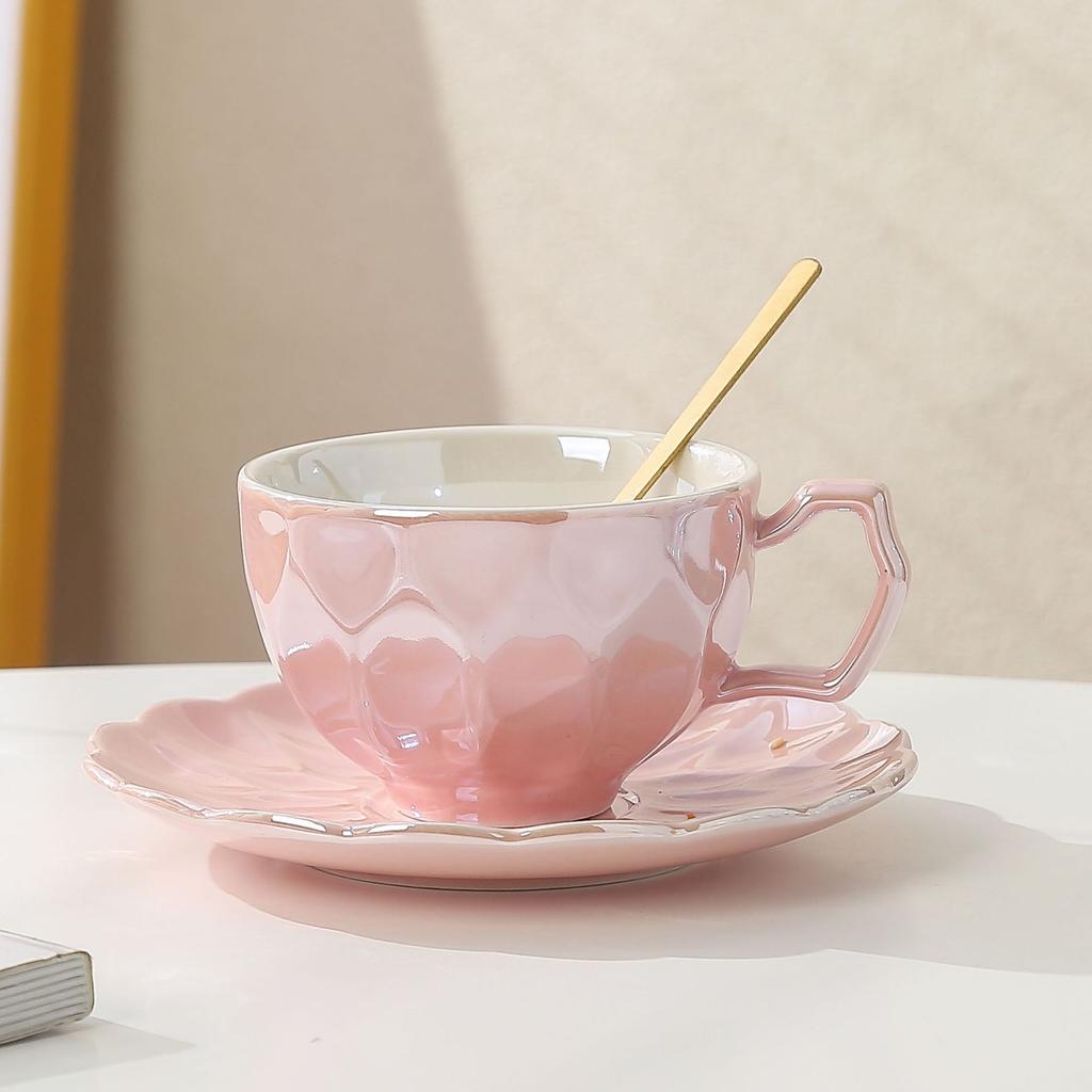 Сувенирная кофейная чашка с ложкой, перламутровая глазурь, кружка, блюдце, чтобы дарить клиентам подарки, пить воду в офисе, чашка свежая