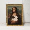 Funny Eclectic Bathroom Canvas Wall Art Humor Mona Lisa Portrait With Rolling Paper Painting Picture Toilet Washroom Home Decor