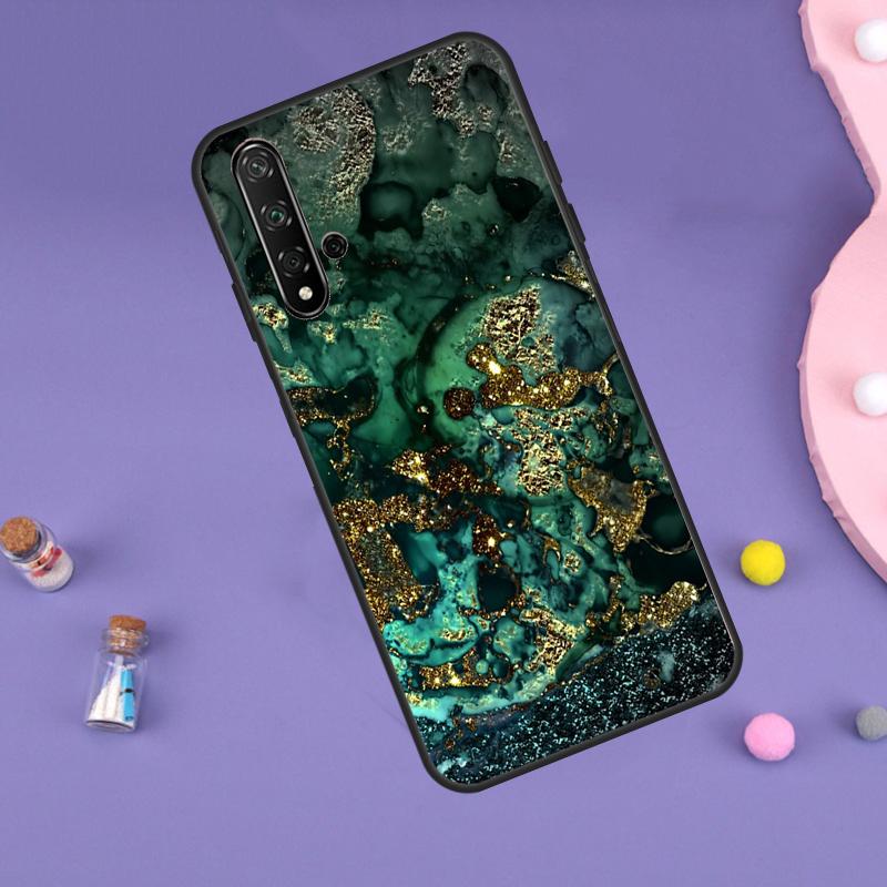 Чехол Teal Blue Gold Agate Marble Funda для Huawei Nova Y91 Y90 Y70 Y60 Y61 9 10 SE 11i 8i 7i 3i 5T P30 P40 Lite P60 Pro