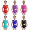 Girls Shiny Bronzing Ballet Gymnastics Leotard Athletic Activewear Training Jersey Athletic Unitard Figure Skating Costume