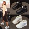 Женские белые кроссовки на высокой подошве 2025 года - 10 см толстая подошва, натуральная кожа, повседневная спортивная обувь