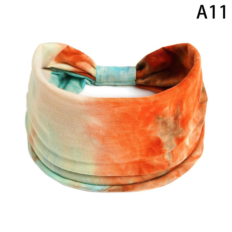 Tie-Dye Boho Knot Turbans Yoga Elastic Head Wrap Women Headband Wide Hairbands Headwear Bandanas Hair Band Accessories