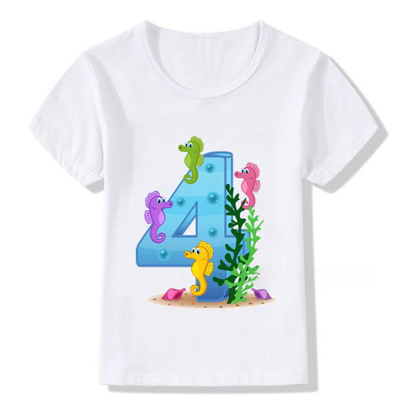Детская милая футболка с принтом цифр на день рождения для мальчиков и девочек 1–9 лет, детская футболка с изображением животных на день рождения для мальчиков и девочек, забавная подарочная футболка, подарок