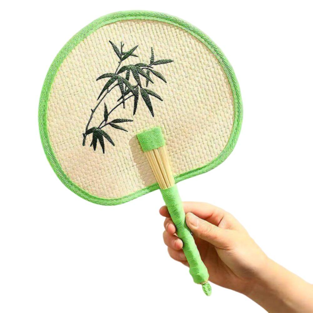 Retro Hand-Woven Fan Chinese Style Hand Cranked Fan Compact Hand Braided Fan  Photo Prop