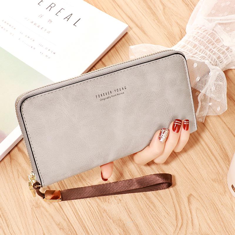 Кошелек женский длинный с одной молнией многофункциональный ретро большой емкости кожаный кошелек сумка для телефона