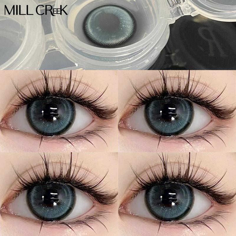 Mill Creek Color Contact Lenses with Grade Cosmetics Korean Beauty 14.5MM 0 Power Natural Color Diopter Eye 2pcs Annual Use Myopia Contact Lenses