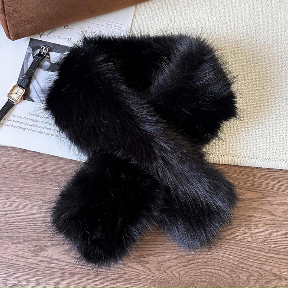 Warm Imitation Fur Rabbit Scarf Thickened Cross Neck Scarf Kawaii Cross Scarf Women Girl