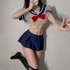 Нижнее белье Облегающее Студенческая Матросская Форма Прозрачный Бант Полый Короткий Дизайн Сексуальная Женская Сексуальная Униформа Соблазнительный Комплект