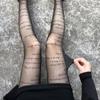 Женские чулки с принтом, вечерние готические колготки с надписями, нейлоновые тонкие колготки с татуировкой, офисное сексуальное женское белье в стиле Лолиты
