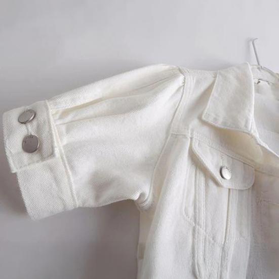 Женская укороченная джинсовая куртка с коротким рукавом, джинсовая куртка с лацканами на пуговицах, водитель грузовика