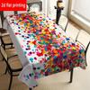 2D Flat Printing, 1pc Colorful Polka Dot Pattern Tablecloth, Durable Polyester Tablecloth, Flat Printing, Suitable for Holiday Gathering Decoration, A