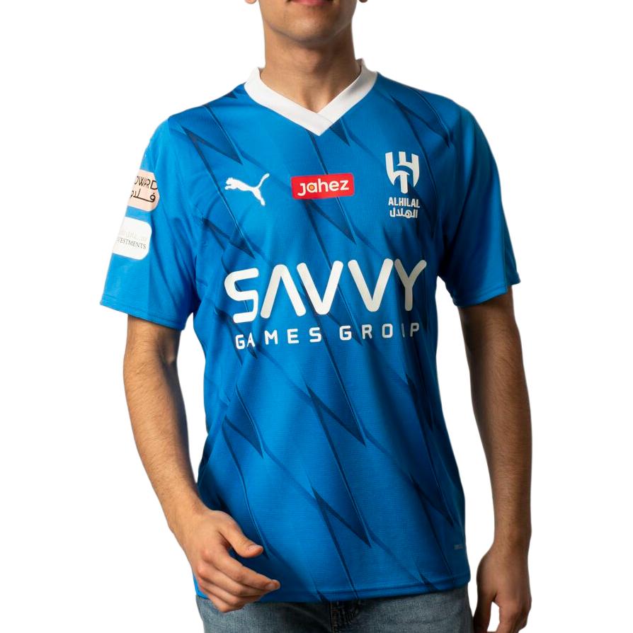 Puma Al Hilal Home Football Jersey Реплика Неймара-младшего с буквенным принтом и мужскими топами с v-образным вырезом Ignite-Blue 780045-01