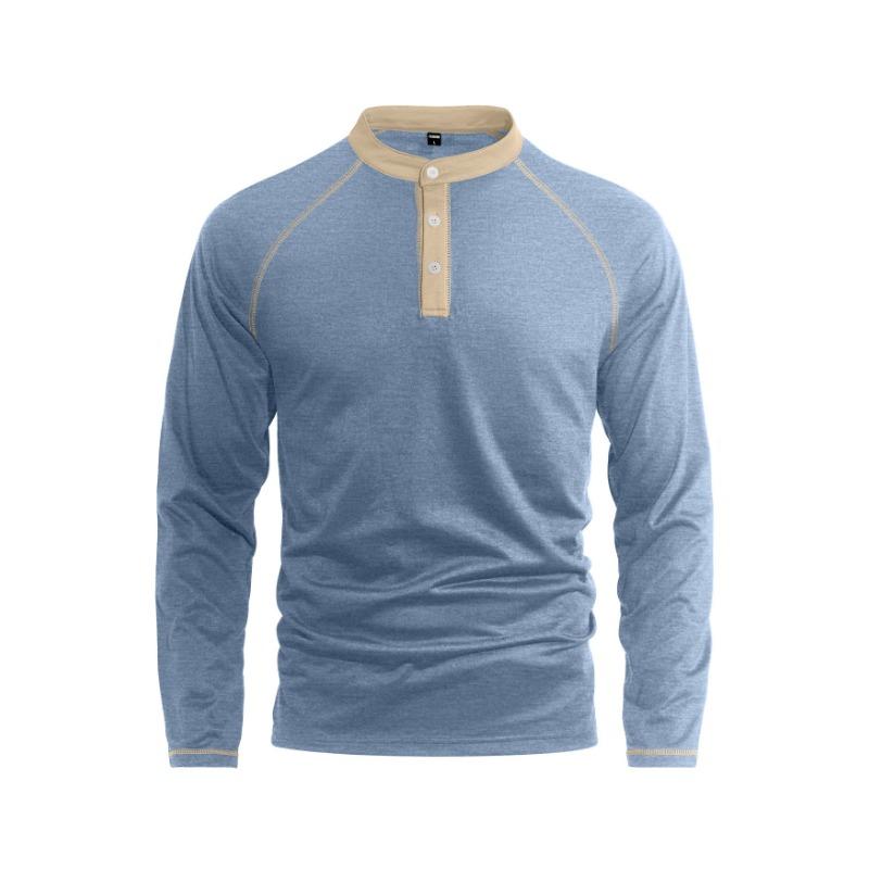 Men S Plus Size Color Block Long Sleeve Polo Shirt