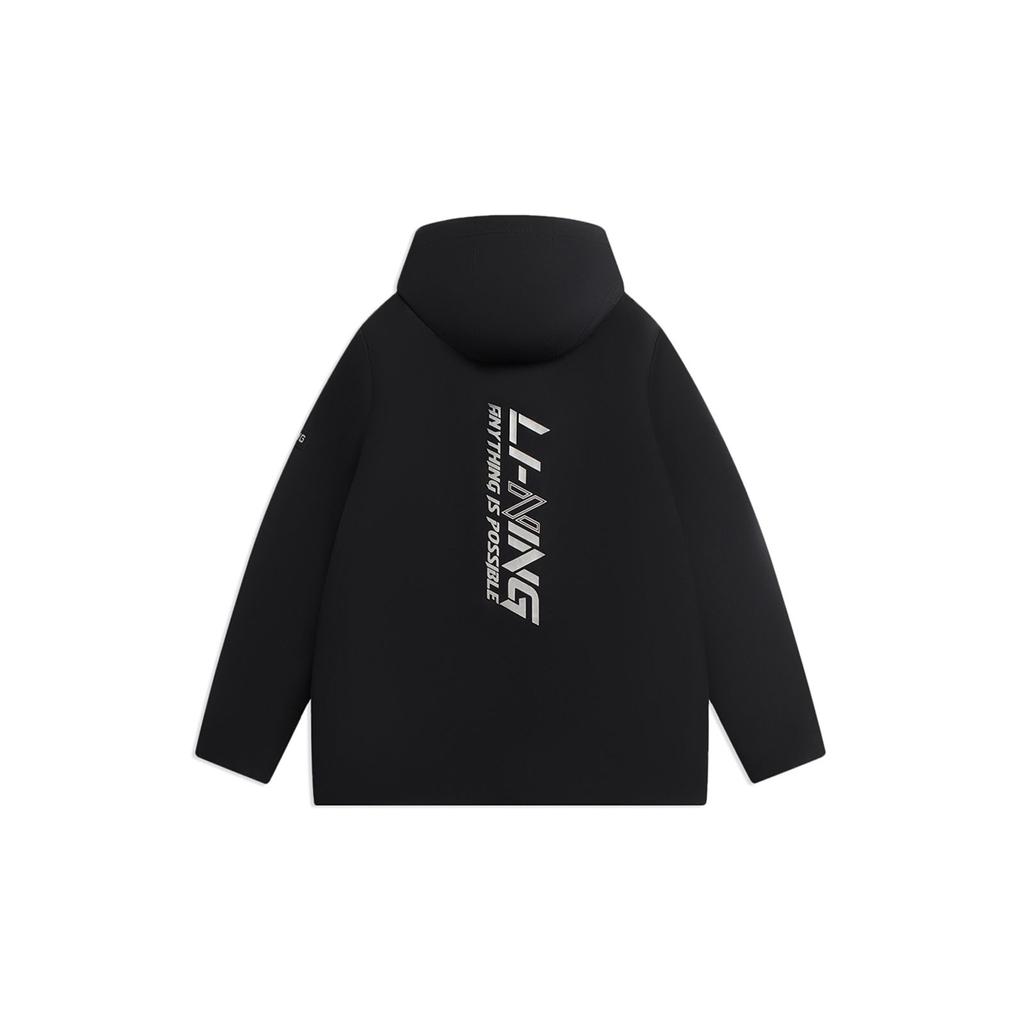 Li-Ning Тренировочная серия многокарманная рабочая одежда съемный капюшон пуховик мужская верхняя одежда черный AYMS311-3