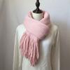 Winter Long Scarf Women's Simple Fringed Shawl with Imitation Cashmere Windproof Warm Solid Color Scarf