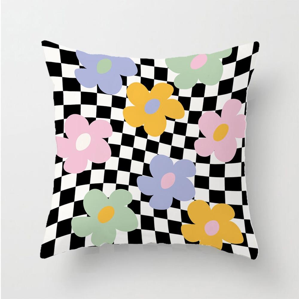 Modern Daisy Flower Peach Skin Pillow Cover 2D Flat Printed Cushion Case For Living Room Sofa Bedroom Home Decor 45X45Cm New